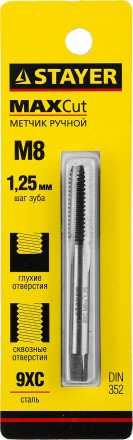 Метчик STAYER &quot;MASTER&quot; одинарный, для сквозных и глухих отверстий, сталь 9ХС, М8х1,25 28021-08-1.25 купить в Уфе