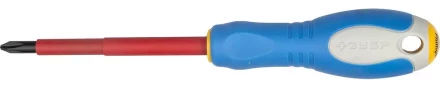 ЗУБР &quot;ПРОФИ ЭЛЕКТРИК&quot;. Отвертка Cr-V, трехкомпонент рукоятка, высоковольтная до ~1000В, PH №2, 100 мм 25262-2-100 купить в Уфе