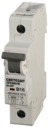 Выключатель автоматический СВЕТОЗАР &quot;ПРЕМИУМ&quot; 1-полюсный, 50 A, &quot;B&quot;, откл. сп 6 кА, 230 / 400 В SV-49011-50-B купить в Уфе