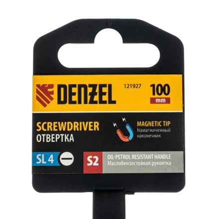 Отвертка, SL4х100 мм, S2, 3к рукоятка Denzel 121927 купить в Уфе