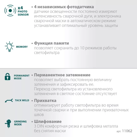 Маска сварщика с автоматическим светофильтром 11062 купить в Уфе