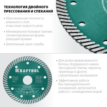 Диск алмазный отрезной для УШМ TURBO 36682-115 купить в Уфе