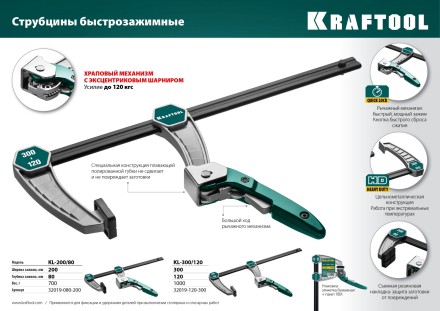 Струбцина KL-xx тип F, быстрозажимная 32019-120-300 купить в Уфе