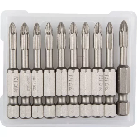 Биты &quot;ЕХPERT&quot; торсионные кованые, обточенные, KRAFTOOL 26123-1-50-10, Cr-Mo сталь, тип хвостовика E 1/4&quot;, PZ1, 50мм, 10шт 26123-1-50-10 купить в Уфе