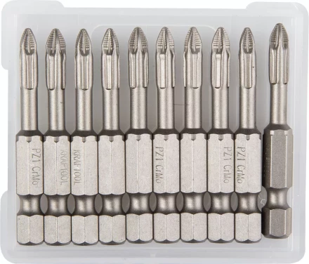 Биты &quot;ЕХPERT&quot; торсионные кованые, обточенные, KRAFTOOL 26123-1-50-10, Cr-Mo сталь, тип хвостовика E 1/4&quot;, PZ1, 50мм, 10шт 26123-1-50-10 купить в Уфе