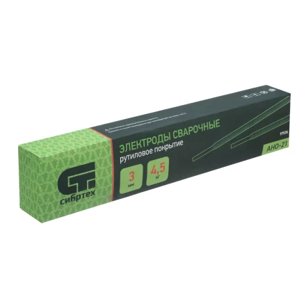 Электроды АНО-21, диам. 3 мм, 4,5 кг., рутиловое покрытие Сибртех 97536 купить в Уфе
