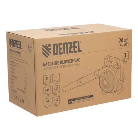 Воздуходувка-пылесос бензиновая Denzel GL-260 57902, 26 см3, 1 л.с. купить в Уфе