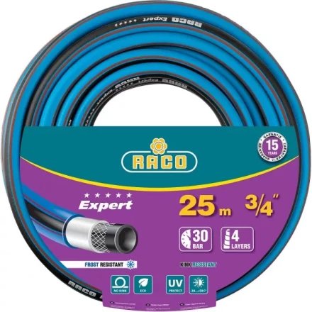 Шланг RACO EXPERT поливочный, 30атм., армированный, 4-х слойный, 3/4&quot;x25м 40302-3/4-25_z01 купить в Уфе
