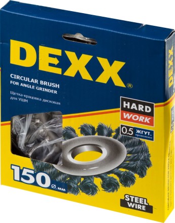 DEXX. Щетка дисковая для УШМ, жгутированная стальная проволока 0,5мм, 150ммх22мм 35100-150 купить в Уфе