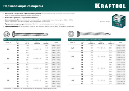 Нержавеющие саморезы DS-P с полукруглой головкой, коробка 300931-35-016 купить в Уфе
