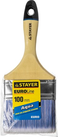 Кисть плоская STAYER &quot;EURO&quot;, &quot;AQUA&quot; для воднодисперсионных и акриловых ЛКМ, искусств щетина, деревян ручка, 4&quot;/100мм 01062-100 купить в Уфе