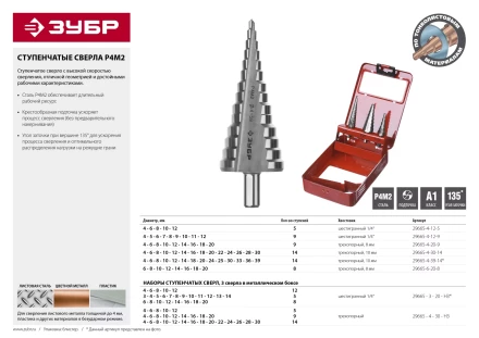 Наборы сверл ступенчатых серия МАСТЕР купить в Уфе