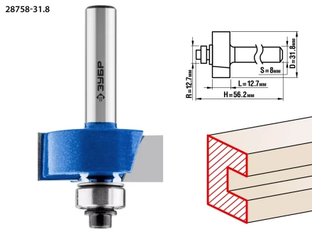 ЗУБР 31.8 x 12.7 мм, хвостовик 8 мм, фреза фальцевая, Профессионал (28758-31.8) купить в Уфе