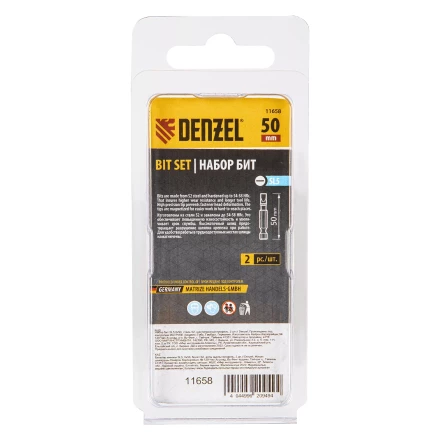 Бита SL5,0х50, сталь S2, шестигранный профиль, 2 шт. Е 6,3 Denzel 11658 купить в Уфе