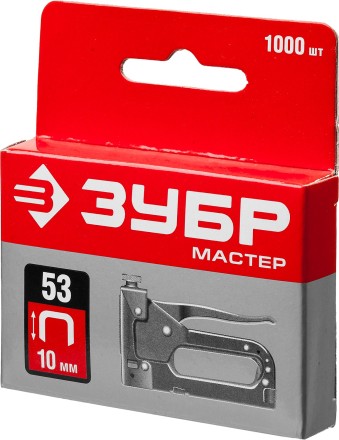 Скобы тип 53, 10 мм, закаленные, ЗУБР &quot;МАСТЕР&quot; 31625-10, 1000 шт 31625-10 купить в Уфе