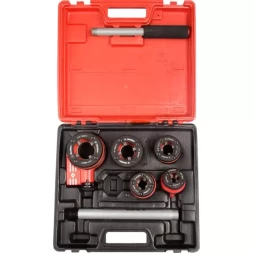 Набор ЗУБР "ЭКСПЕРТ" №5 резьбонарезной трубный в пластмассовом боксе, 3/8" - 1 1/4", 6 предметов 28270-H5