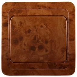 Выключатель СВЕТОЗАР "ГАММА" одноклавишный, цвет орех, 10A/~250B SV-54130-N