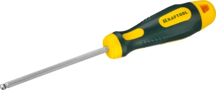 Отвертка KRAFTOOL, Cr-Mo-V сталь, двухкомпонентная противоскользящая рукоятка, HEX, №5x100мм 250075-5-100 купить в Уфе