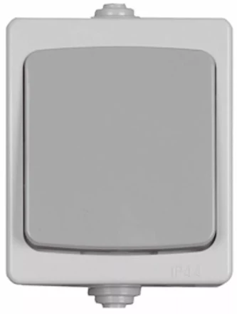 Выключатель СВЕТОЗАР &quot;АВРОРА&quot; одноклавишный, IP44, цвет серо-белый, 10А/~250В SV-54332-W купить в Уфе