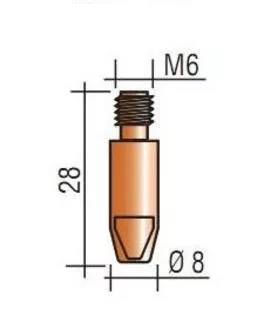 Наконечник к горелке полуавтомата M6  диаметр 1,6 мм L28 тело 8  AL Aurora купить в Уфе