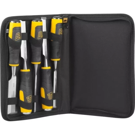 Набор JCB: Стамески, двухкомпонентные рукоятки, CrV cталь, 6 предм.: 6,12,19,25,32мм, с чехлом JCS009 купить в Уфе