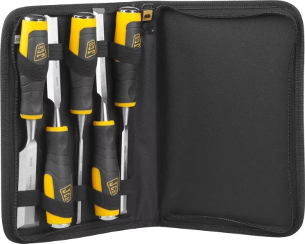 Набор JCB: Стамески, двухкомпонентные рукоятки, CrV cталь, 6 предм.: 6,12,19,25,32мм, с чехлом JCS009 купить в Уфе