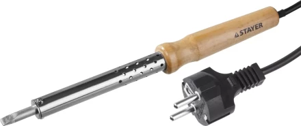 Паяльник с деревянной рукояткой и долговечным жалом, STAYER &quot;MASTER&quot; MAXTerm, 55310-100, 100 Вт, клин 55310-100 купить в Уфе
