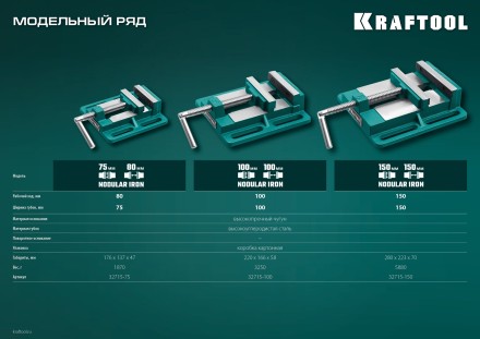 Тиски KRAFTOOL станочные 32715-75 купить в Уфе