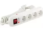 Удлинитель бытовой с заземлением, выключателем и шторками, 3*1,5мм*3м, 4 розетки, 16A, STERN 95746 купить в Уфе