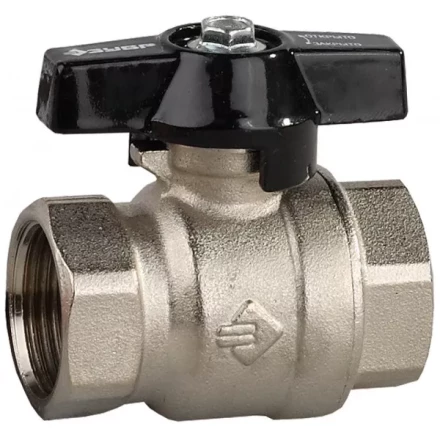 Кран шаровой ЗУБР полнопроходной &quot;мама-мама&quot;, бабочка, хромиров латунь, 3/4&quot; 4-51323-C-3/4 купить в Уфе