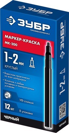ЗУБР МК-200 черный, 1 мм маркер-краска (06326-2) купить в Уфе