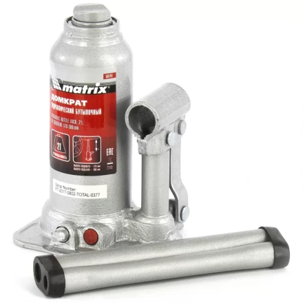 Домкрат гидравлический бутылочный телескопический 2 т подъем 170-380 мм MATRIX 50741 купить в Уфе