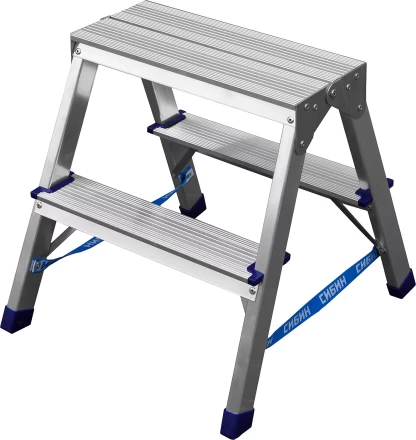 Лестница-стремянка двухсторонняя алюминиевая, СИБИН 38825-02, 2 ступени 38825-02 купить в Уфе