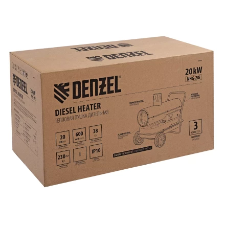 Дизельная тепловая пушка Denzel NHG-20i, 20 кВт, 600 м3/ч, непрямой нагрев, цифровой термостат купить в Уфе