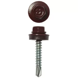 Саморезы ЗУБР "ПРОФЕССИОНАЛ" окраш., RAL 3005 темно-красн., для крепл. кров. матер. к дерев. обреш., 4.8х29мм, 2500шт 4-300310-48-029-3005