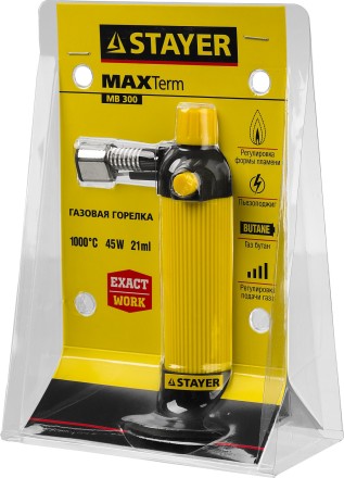 Газовая горелка STAYER &quot;MASTER&quot;, с пьезоподжигом, регулировка пламени, 1000С 55570 купить в Уфе