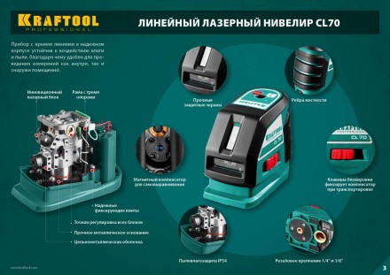 Нивелиры лазерные CL-70, 360 град, 20/70м, IP54 34660 купить в Уфе