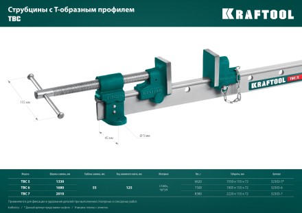 Струбцина с Т-образным профилем KRAFTOOL 32303-5 купить в Уфе
