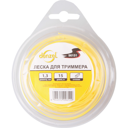 Леска для триммера квадратная, 1,3мм х 15м  Denzel Россия 96151 купить в Уфе