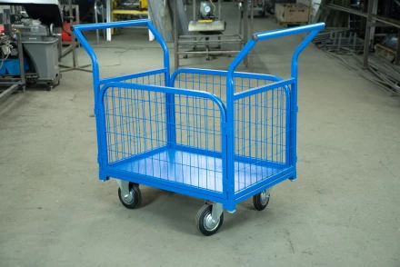 Тележка платформенная TOR ТП-2С (600х900) с бортами из сетки и двумя ручками (колеса 160 мм) 1012414 купить в Уфе