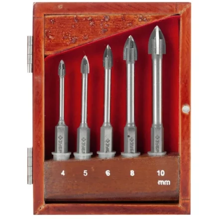 Набор ЗУБР &quot;ПРОФЕССИОНАЛ&quot;: Сверла по кафелю, керамике, с четырьмя режущими лезвиями 4, 5, 6, 8, 10мм, 5шт 29845-H5_z01 купить в Уфе