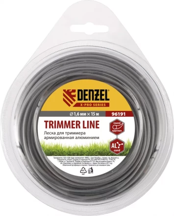 Леска для триммера армированная алюминием X-Pro круглая 1,6мм х 15м блистер Россия  Denzel 96191 купить в Уфе
