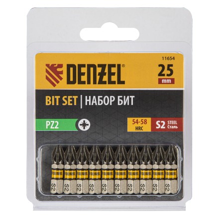 Бита PZ2х25, сталь S2, шестигранный профиль, 10 шт. Е 6,3 Denzel 11654 купить в Уфе