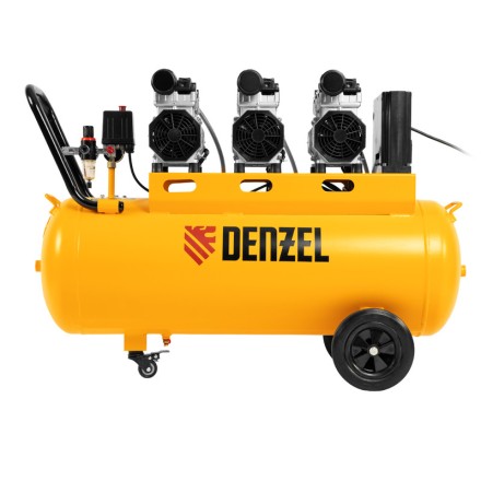 Компрессор безмасляный, малошумный  DLS 2250/100, 2250 Вт, 3x750, 100 л, 410 л/мин блок управления/ Denzel 58029 купить в Уфе