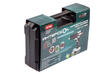 Аккумуляторная дрель-шуруповерт ИНТЕРСКОЛ ДАУ-13/18ВК (573.1.2.70) Li-ion АПИ (кейс, 2 х 1,5Ач, ЗУ) купить в Уфе