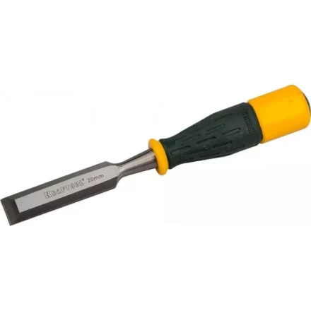 Стамеска KRAFTOOL &quot;EXPERT&quot; упрочненное полотно, ударочпрочная двухкомп ручка, стальной затыльник для ударных работ,20мм 1815-20_z01 купить в Уфе