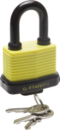 Замок STAYER &quot;MASTER&quot; навесной, всепогодный, пластиковая защита корпуса, с закаленной дужкой,на карточке, 60мм 37140-50 купить в Уфе