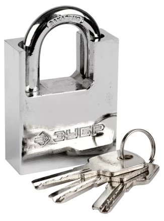 Замок ЗУБР &quot;ЭКСПЕРТ&quot; навесной, стальной корпус, закаленная дужка, с дополнительной защитой, 50мм 37223-50 купить в Уфе