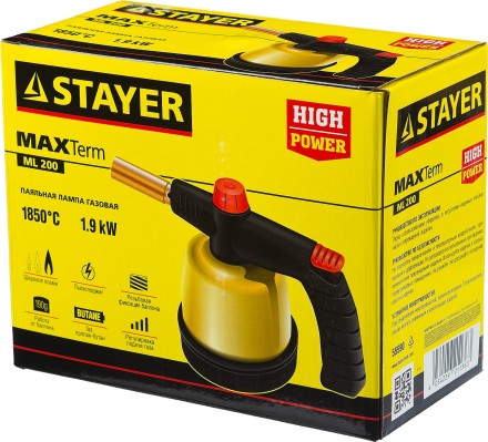 Паяльная лампа газовая STAYER &quot;MASTER&quot;, на баллон, с пьезоподжигом, регулировка пламени, 1850С 55590 купить в Уфе