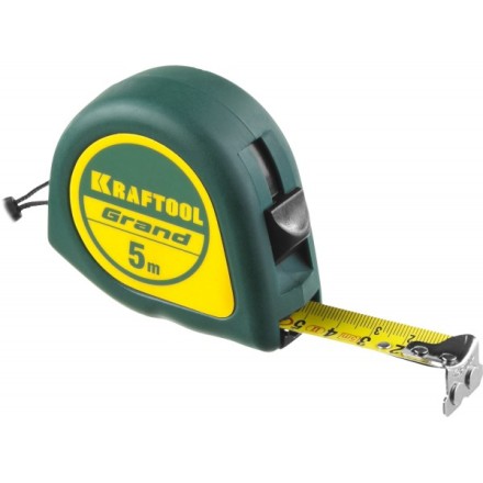 Рулетка KRAFTOOL GRAND, обрезиненный пластиковый корпус, 5м/19мм 34022-05-19 купить в Уфе